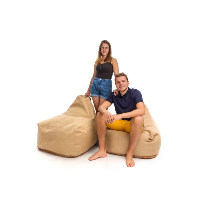 Pufa Cubo Premium skóra licowa + juta